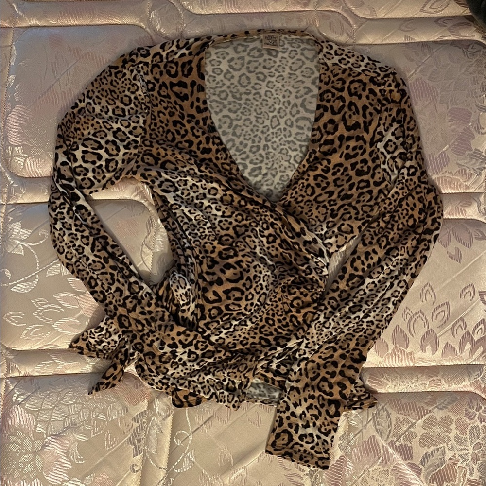 Only Hearts Leopard Print Wrap Blouse